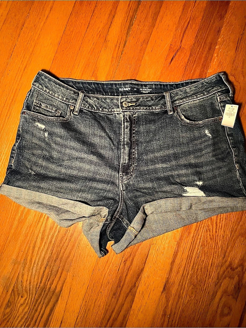 Old Navy High-Rise OG Straight Secret-Smooth Pocket Jean Shorts Jean Shorts Blue